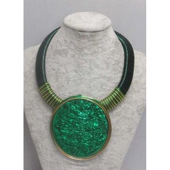 bijoux collier galette en vert