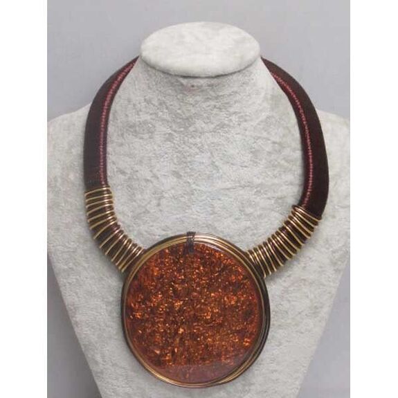 jewelry necklace large brown circle