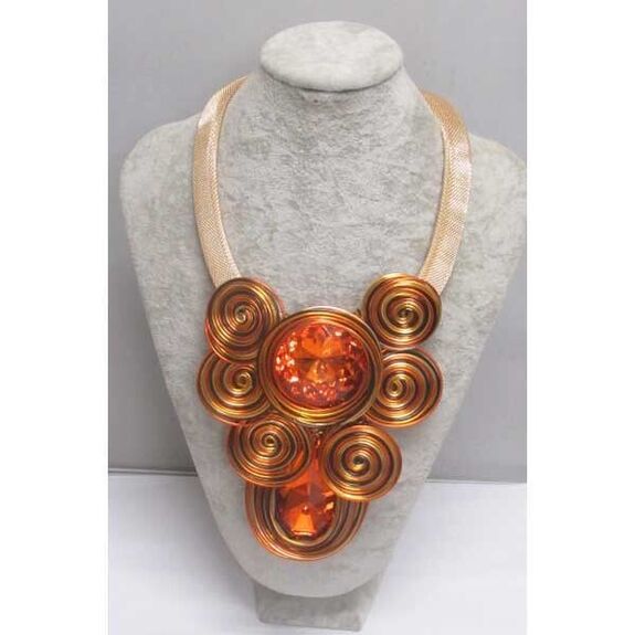 XXL orange crystal jewelry