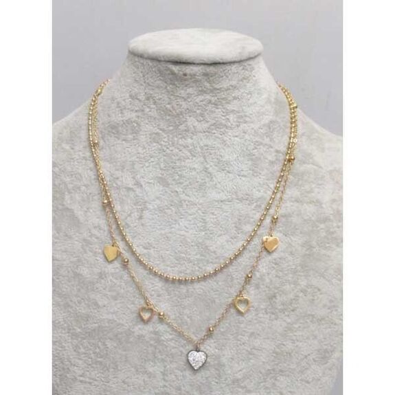 bijoux collier double chaine coeur