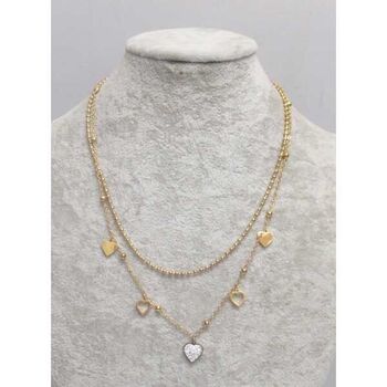 bijoux collier double chaine coeur