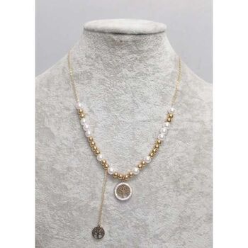 bijoux pendentif arbre de vie boule doree et perle