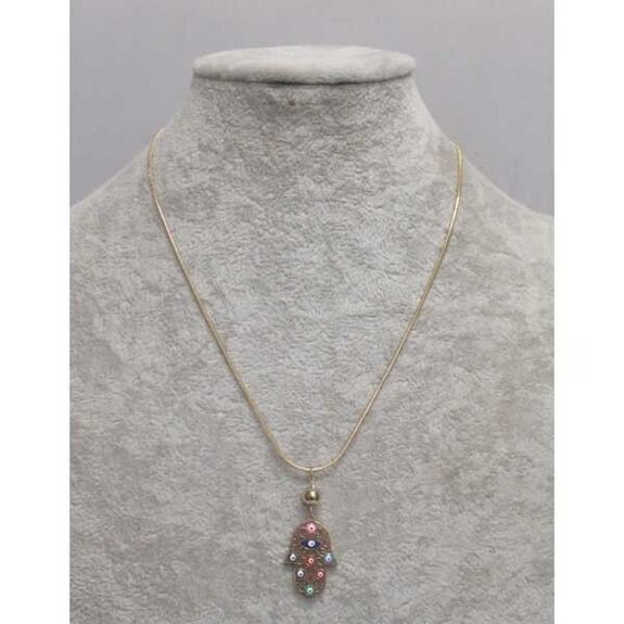 collier main oeil de toutes couleurs acier doré