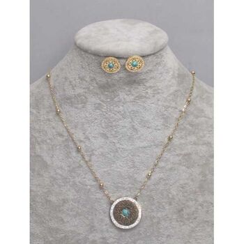 bijoux set collier acier mandala turquois