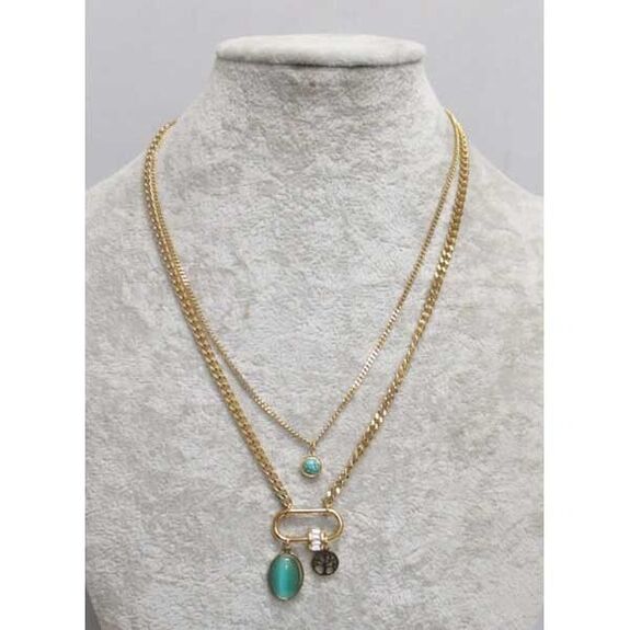 bijoux double chaine pince nourrice arbre de vie en acier doré inoxydable