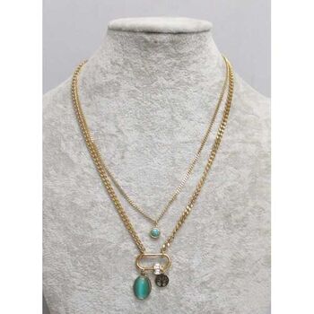 bijoux double chaine pince nourrice arbre de vie en acier doré inoxydable