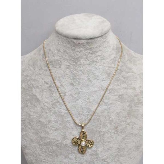 flower jewelry 4 petals steel pearl
