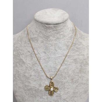 flower jewelry 4 petals steel pearl