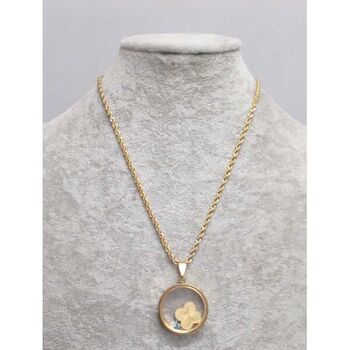 jewelry charms clover and heart enclosed circle in steel