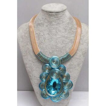 blue crystal spiral flower necklace
