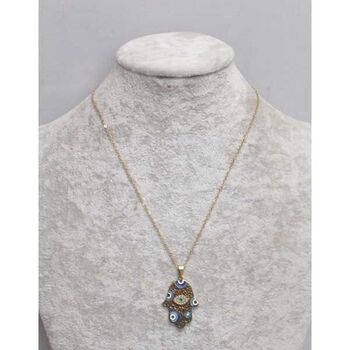 bijoux pendentif main oeil couleur acier