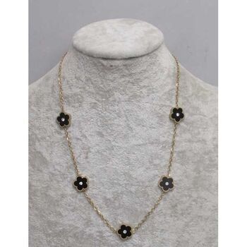 bijoux collier trefle acier noir