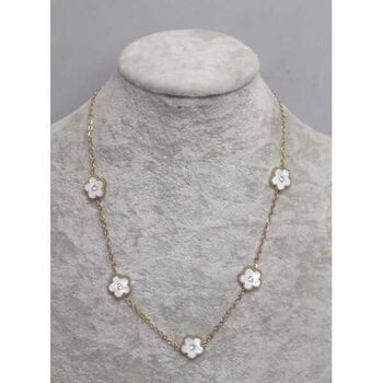 bijoux collier trefle nacre en acier