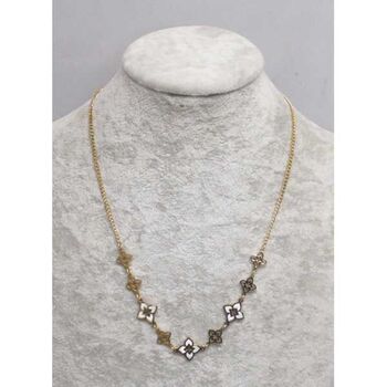 jewelry necklace row of flowers in gold-plated steel