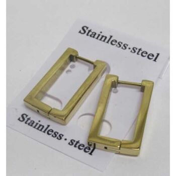 Boucles rectangles bijoux acier doré