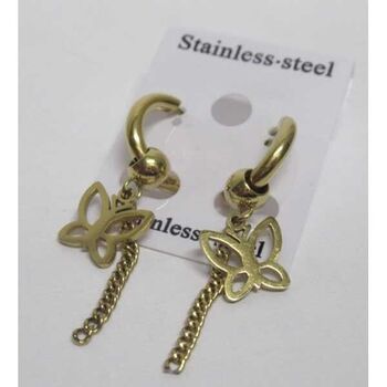 gold-plated steel butterfly hoop earrings