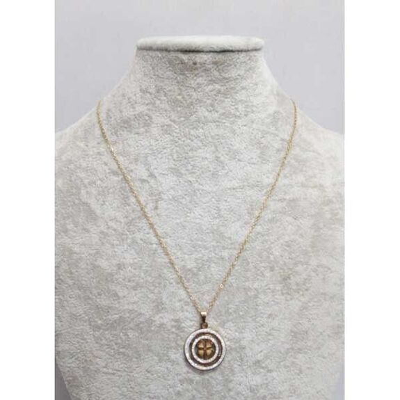 jewelry necklace clover steel surrounds rhinestone circles