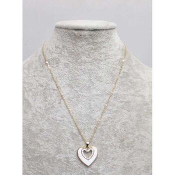 jewelry heart necklace mother-of-pearl rhinestone steel
