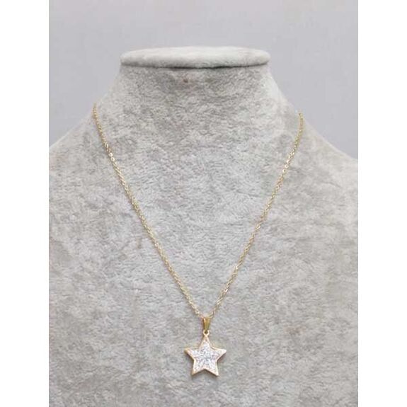 bijoux fine chaine etoile strass cristal femme acier doré