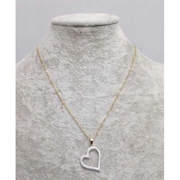 jewelry necklace heart in steel bias surrounds rhinestones