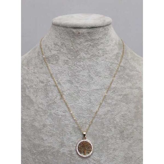 bijoux arbre de vie acier doré cercle strass