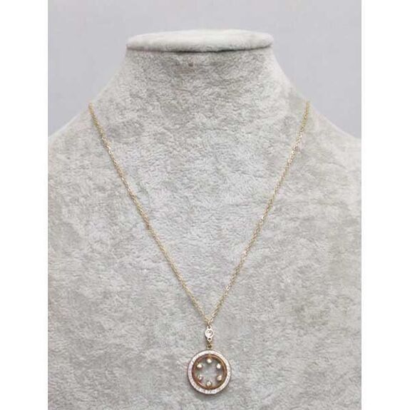 Steel circle pendant jewelry with rhinestone crystal