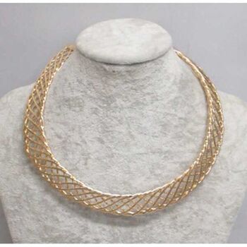 Collier bijoux cerceau tresse metal doré