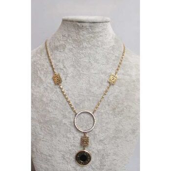 Gold circle necklace with gold steel medallion