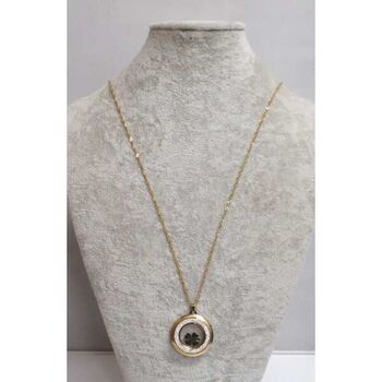 Long clover necklace in a steel locket