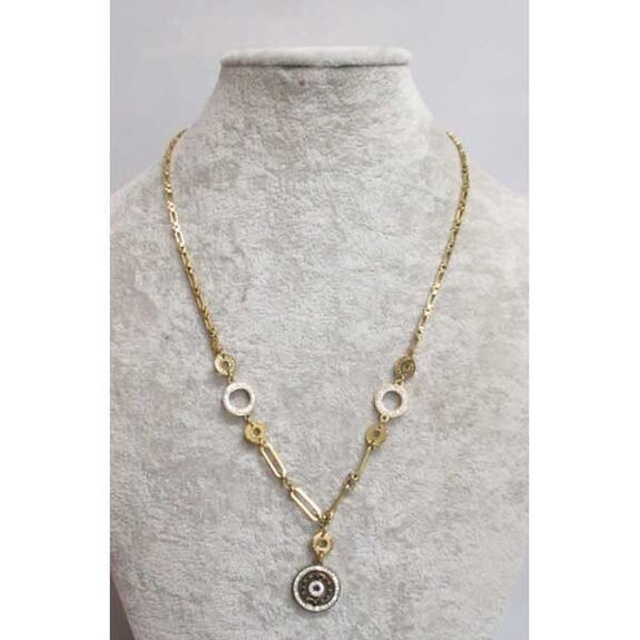 steel chain jewelry with Roman numerals and rhinestones