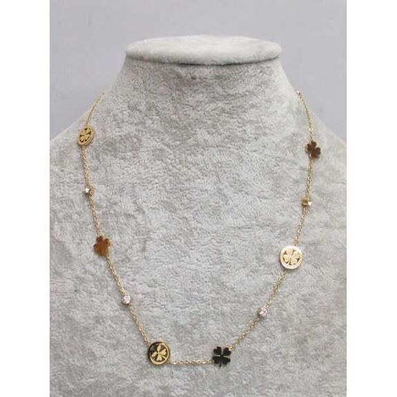 pendentif alternance trefle cercle et trefle en acier