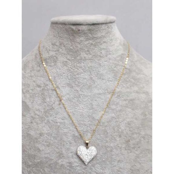 pendentif coeur plein strass acier