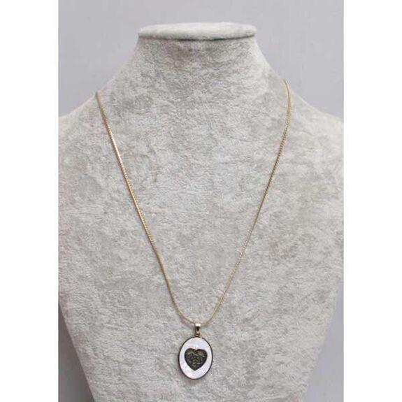 collier fine chaine longue pendentif nacre fleur en acier