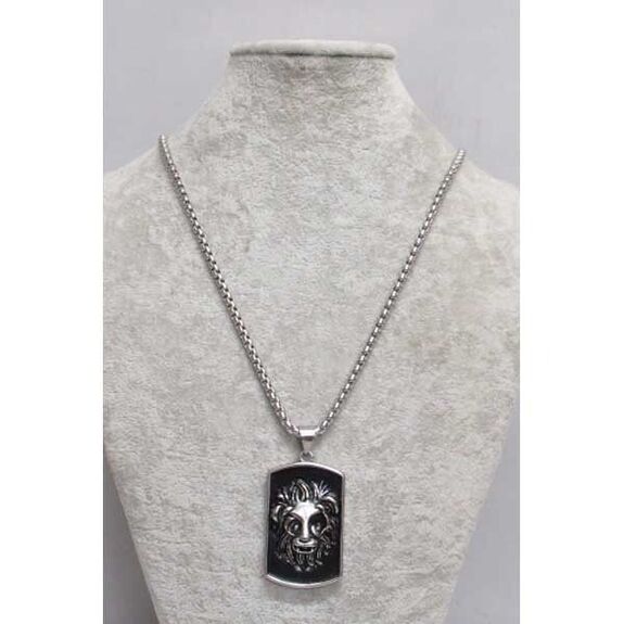 Pendentif tête de lion émaillé noir