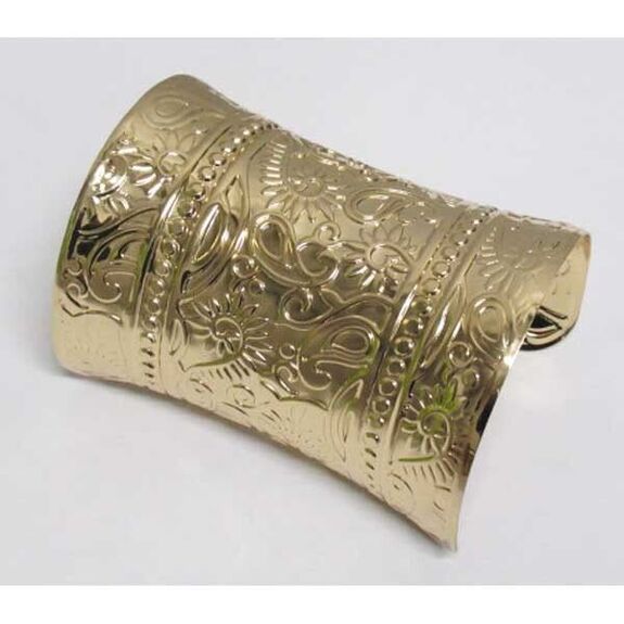 bracelet manchette dore feuille