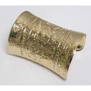 bracelet manchette dore feuille