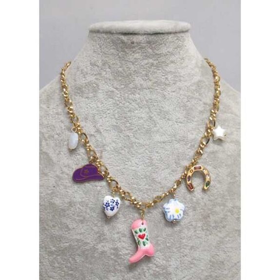 bijoux collier cow boy fer cheval botte chapeau en acier