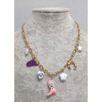 bijoux collier cow boy fer cheval botte chapeau en acier