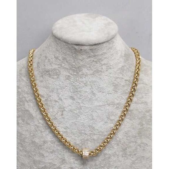 Bijoux collier double maille icone strass en acier