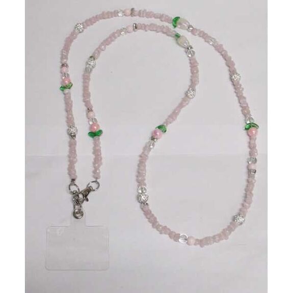 bijoux smartphone en perle boule shamballa et perle rose