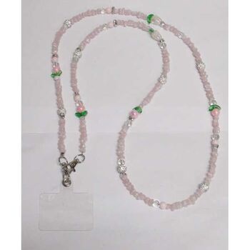 bijoux smartphone en perle boule shamballa et perle rose