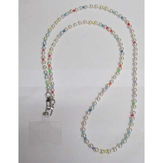 bijoux sautoir perle blanche et rondelle couleur pour mobile