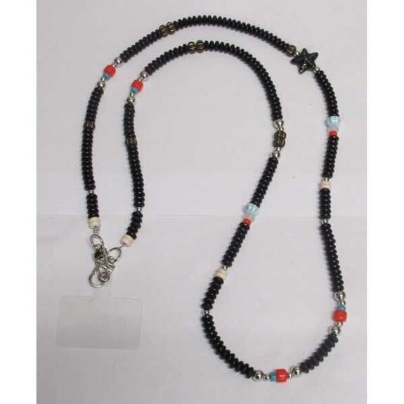 chaine bijoux rondelles noires et étoile