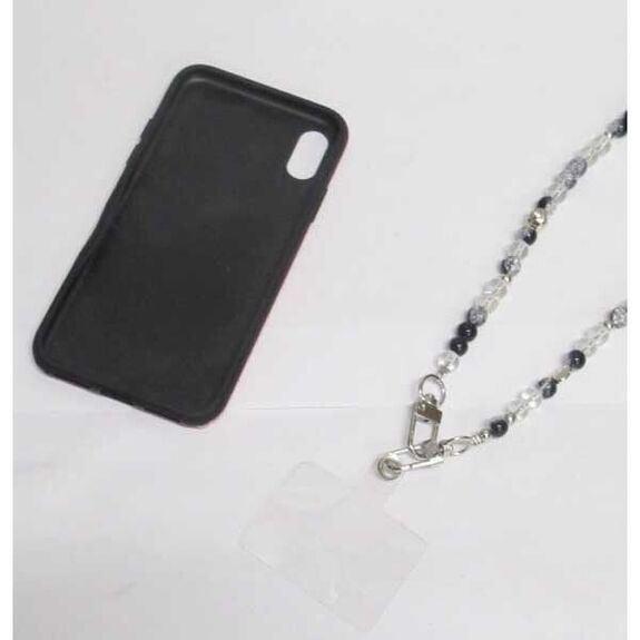 Collier smartphone perle blanche et noire