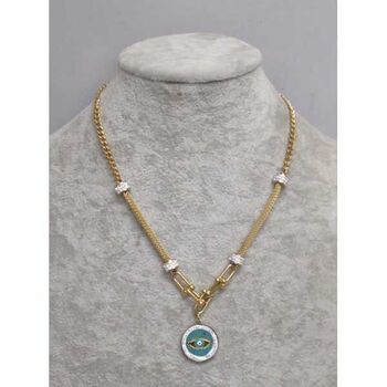 Steel jewelry eye pendant and rhinestone rondelles