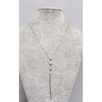 Gold-plated steel crystal long necklace
