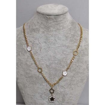 bijoux pendentif trefle fleur nacre acier