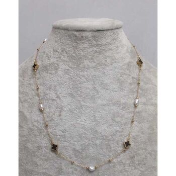 small clover pendant jewelry, black enamel, gold-plated steel bead