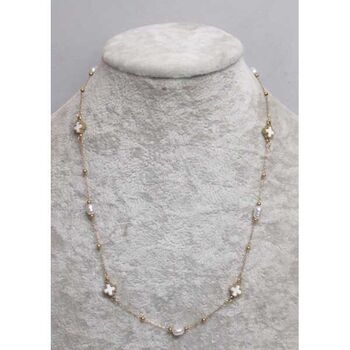 bijoux pendentif petite trefle nacre perle acier dore