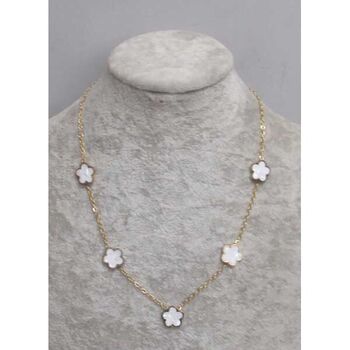 bijoux trefle nacre collier en acier